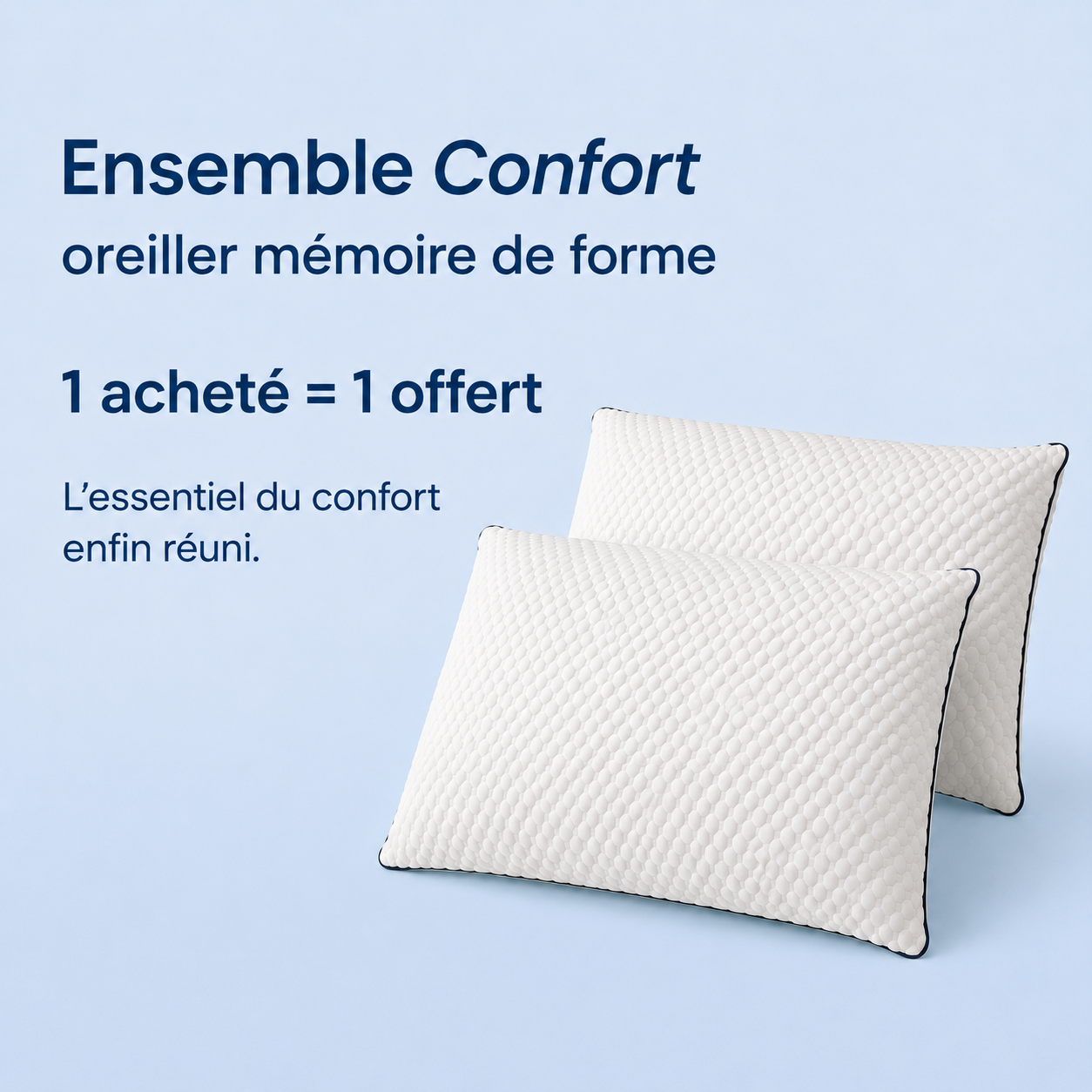 Pack oreillers mémoire de forme rectangulaires Mon Lit Douillet