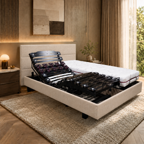 Lit électrique duo Premium caisse Tissu HT20 cm Mon Lit Douillet