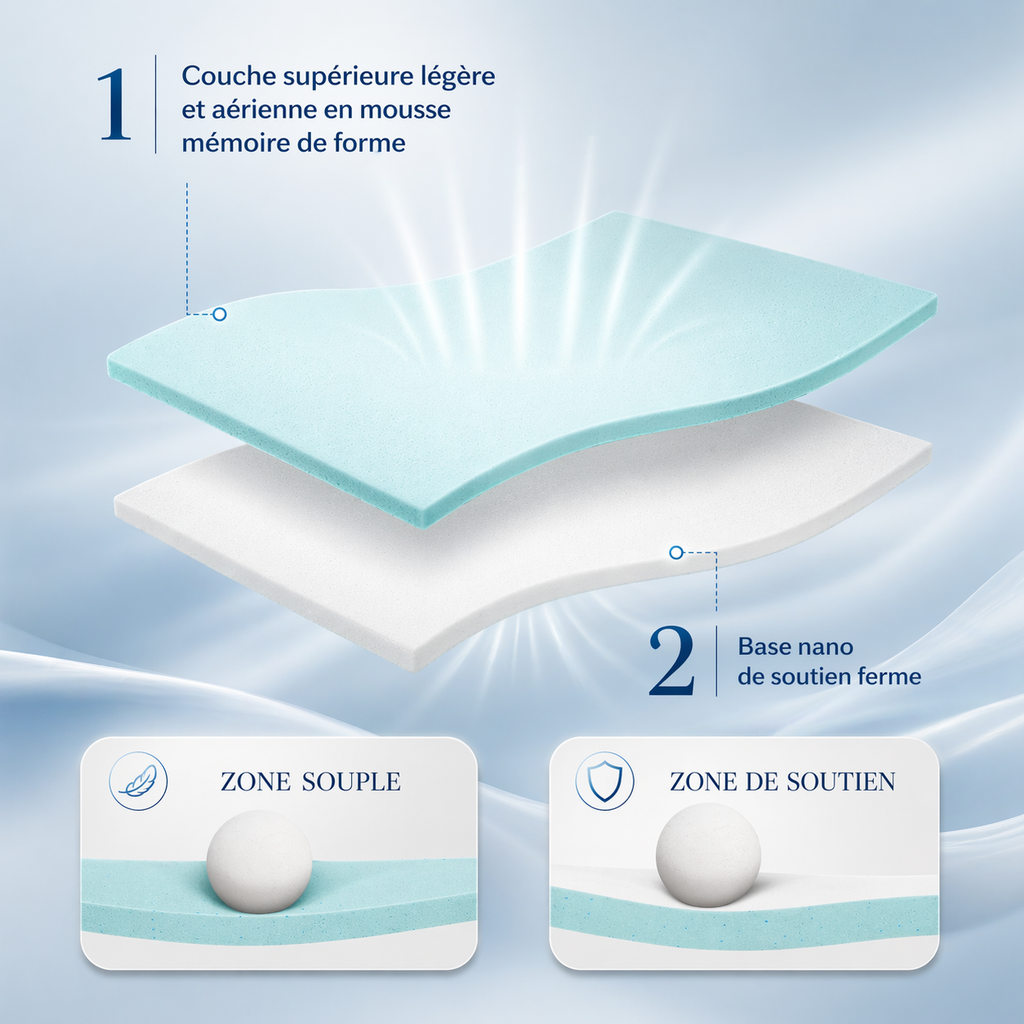 Surmatelas gel rafraichissant et mémoire de Forme Ma boutique